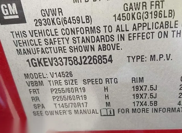 1GKEV33758J226854 2008 2008 GMC Acadia- Slt-2 9