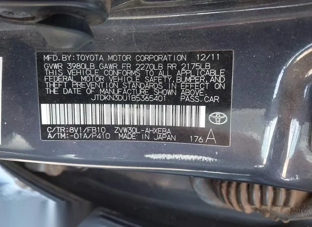 JTDKN3DU1B5365401 2011 2011 Toyota Prius- Two 9