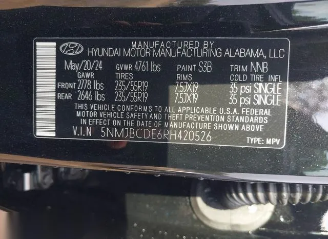 5NMJBCDE6RH420526 2024 2024 Hyundai Tucson- Sel 9