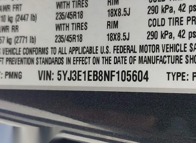 5YJ3E1EB8NF105604 2022 2022 Tesla Model 3- Long Range Dual 9