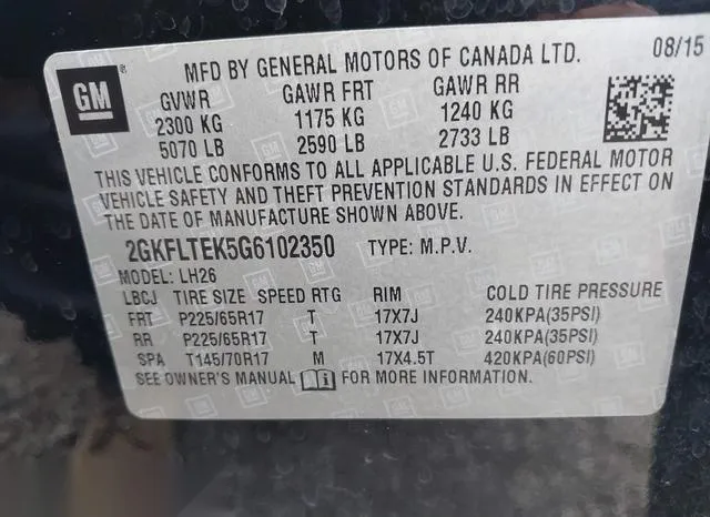 2GKFLTEK5G6102350 2016 2016 GMC Terrain- Sle-2 9