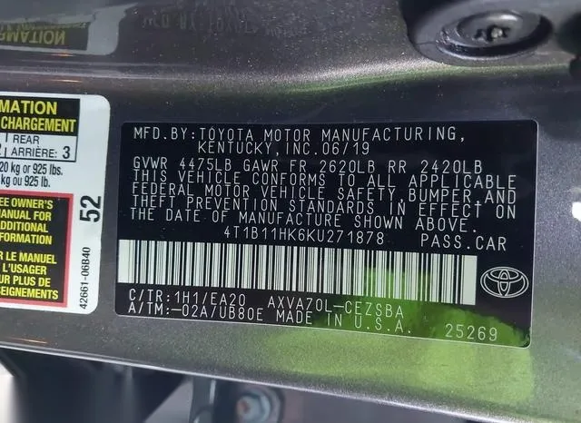 4T1B11HK6KU271878 2019 2019 Toyota Camry- SE 9