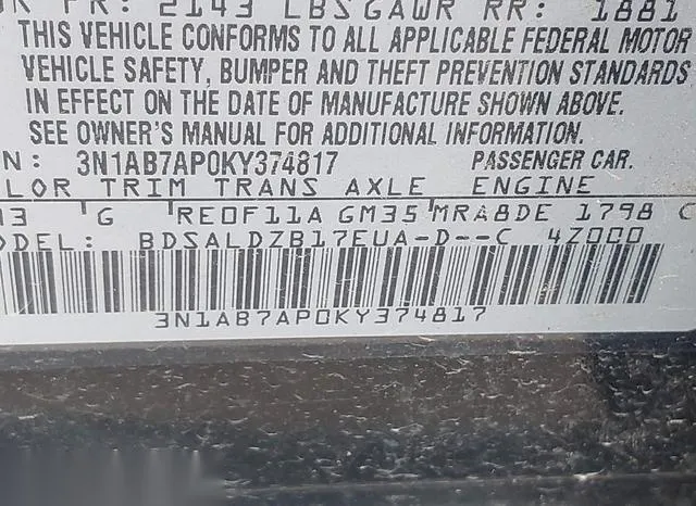 3N1AB7AP0KY374817 2019 2019 Nissan Sentra- SV 9