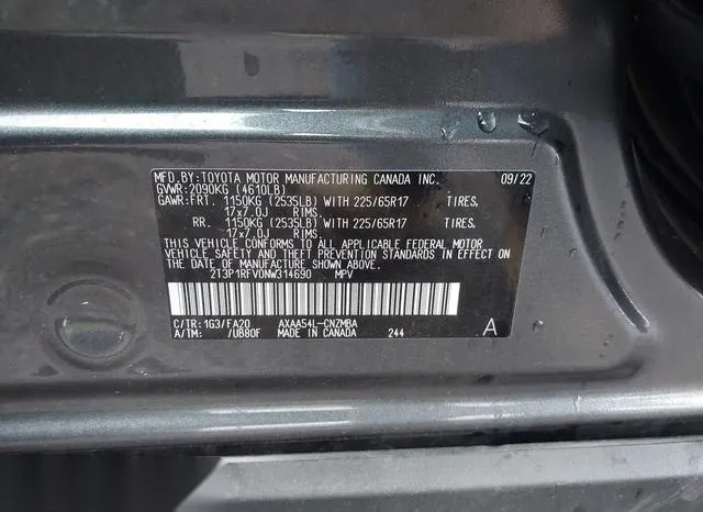 2T3P1RFV0NW314690 2022 2022 Toyota RAV4- Xle 9