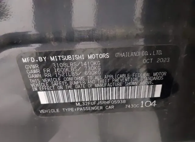 ML32FUFJ5RHF05938 2024 2024 Mitsubishi Mirage- G4 ES 9