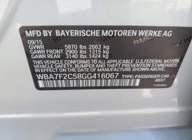 WBA7F2C58GG416067 2016 2016 BMW 7 Series- 750I Xdrive 9