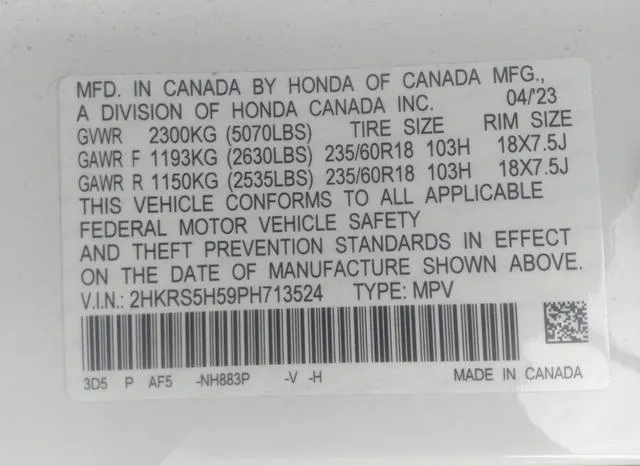 2HKRS5H59PH713524 2023 2023 Honda CR-V- Hybrid Sport 9