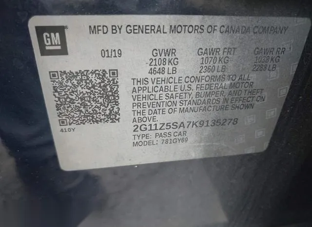 2G11Z5SA7K9135278 2019 2019 Chevrolet Impala- LT 9