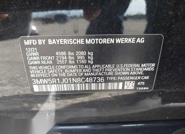 3MW5R1J01N8C48736 2022 2022 BMW 3 Series- 330I 9