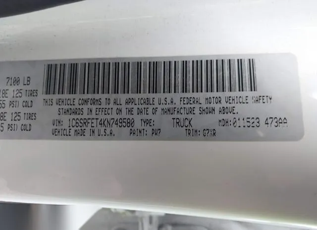 1C6SRFET4KN749580 2019 2019 RAM 1500- Rebel Quad Cab 4X4 6- 9