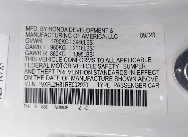 19XFL2H81RE002920 2024 2024 Honda Civic- Sport 9