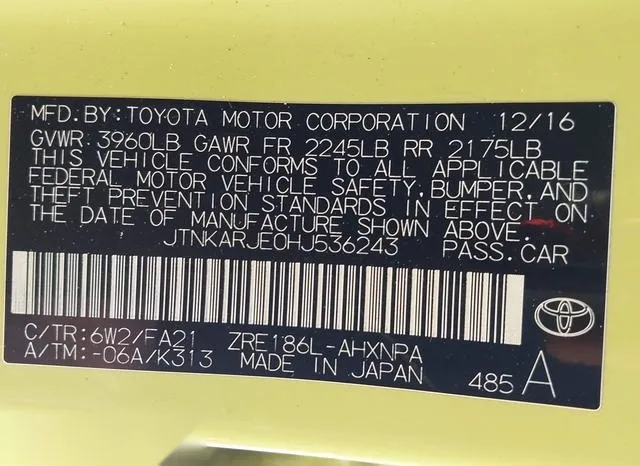 JTNKARJE0HJ536243 2017 2017 Toyota Corolla- LM 9