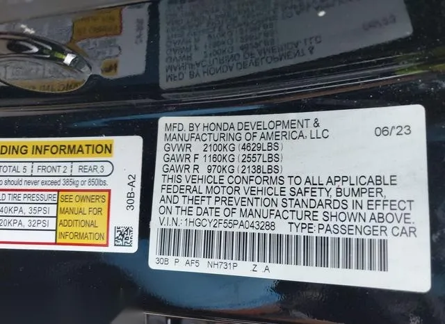 1HGCY2F55PA043288 2023 2023 Honda Accord- Hybrid Sport 9