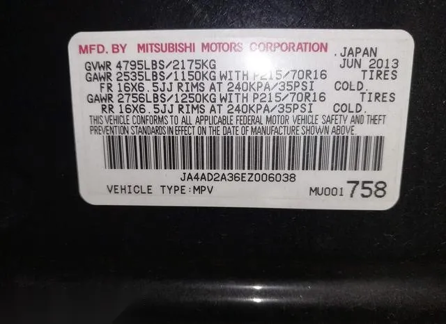 JA4AD2A36EZ006038 2014 2014 Mitsubishi Outlander- ES 9