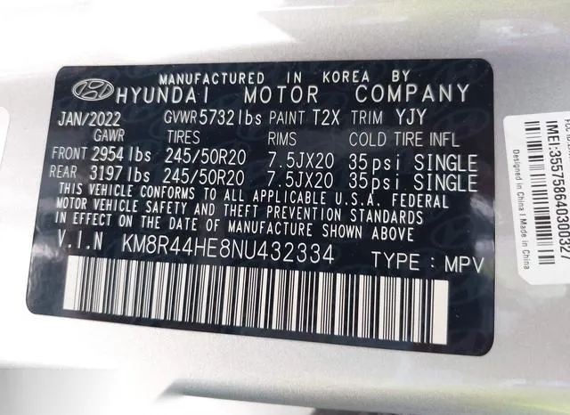 KM8R44HE8NU432334 2022 2022 Hyundai Palisade- Sel 9