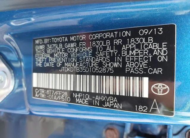 JTDKDTB35D1052875 2013 2013 Toyota Prius- C Two 9