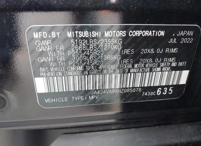 JA4J4VA8XNZ085078 2022 2022 Mitsubishi Outlander- Sel 2-5 S- 9