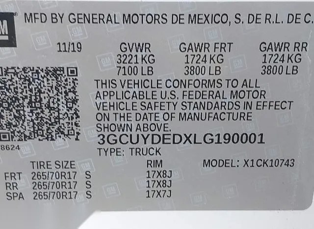 3GCUYDEDXLG190001 2020 2020 Chevrolet Silverado 1500- 4Wd 9