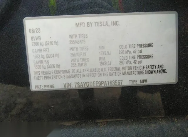 7SAYGDEE9PA163557 2023 2023 Tesla Model Y 9