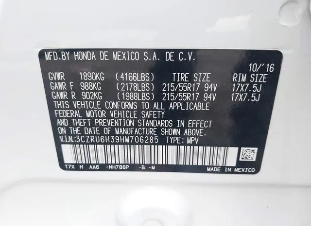 3CZRU6H39HM706285 2017 2017 Honda HR-V- LX 9