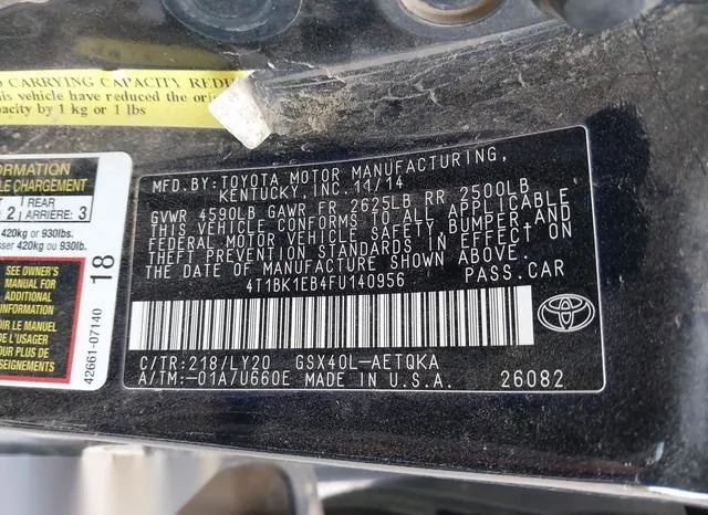 4T1BK1EB4FU140956 2015 2015 Toyota Avalon- Xle Touring Se 9