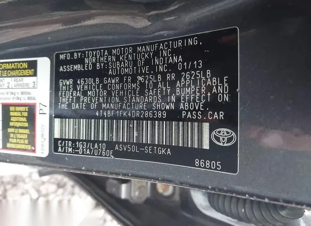 4T4BF1FK4DR286389 2013 2013 Toyota Camry- Xle 9