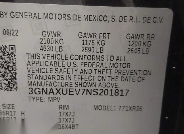 3GNAXUEV7NS201817 2022 2022 Chevrolet Equinox- Awd Lt 9