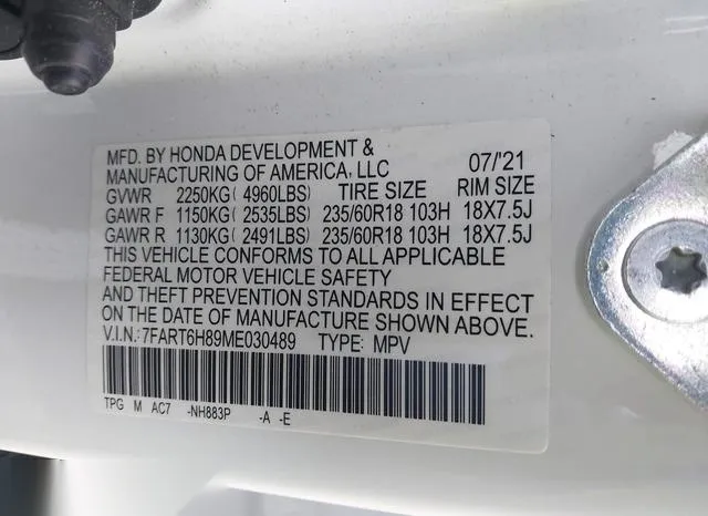 7FART6H89ME030489 2021 2021 Honda CR-V- Hybrid Ex-L 9