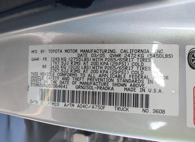 5TEMU52N05Z064641 2005 2005 Toyota Tacoma- Base V6 9