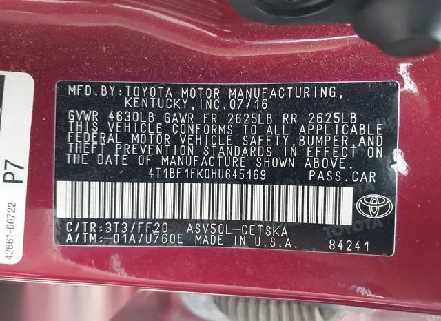 4T1BF1FK0HU645169 2017 2017 Toyota Camry- SE 9