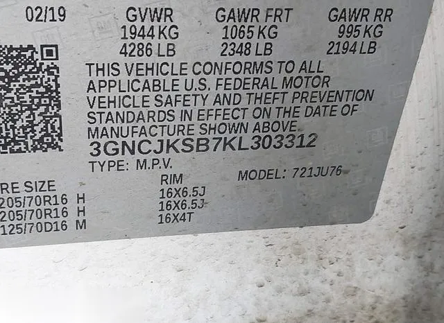 3GNCJKSB7KL303312 2019 2019 Chevrolet Trax- LS 9