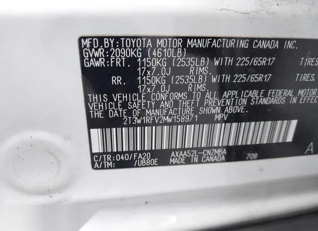 2T3W1RFV2MW158971 2021 2021 Toyota RAV4- Xle 9