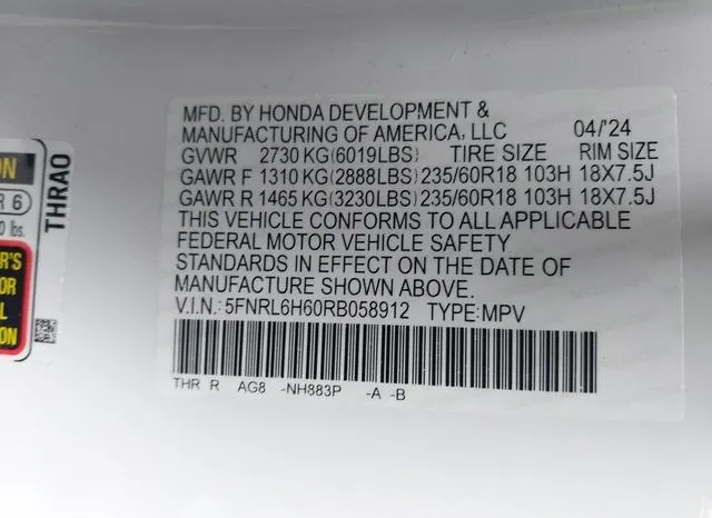 5FNRL6H60RB058912 2024 2024 Honda Odyssey- Ex-L 9