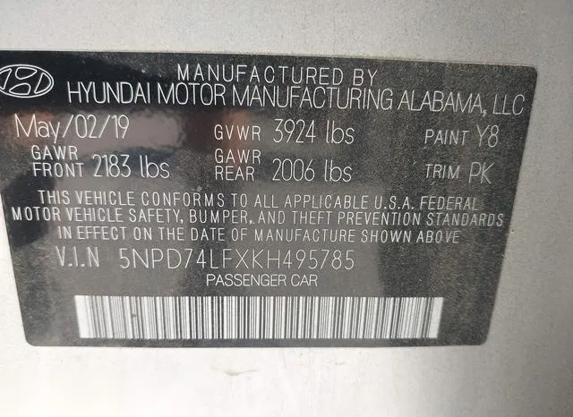 5NPD74LFXKH495785 2019 2019 Hyundai Elantra- SE 9