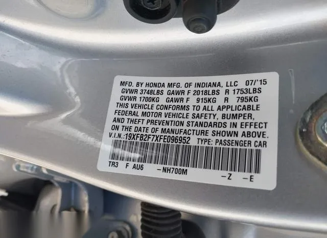 19XFB2F7XFE096952 2015 2015 Honda Civic- SE 9