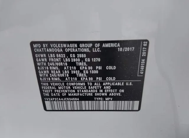 1V2AP2CA4JC534584 2018 2018 Volkswagen Atlas- 2-0T S 9