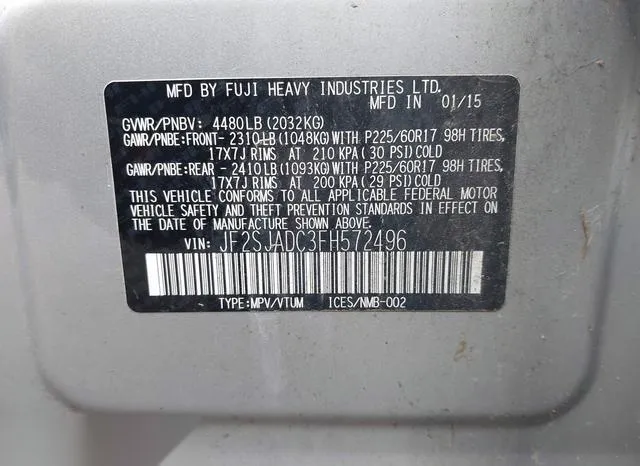 JF2SJADC3FH572496 2015 2015 Subaru Forester- 2-5I Premium 9