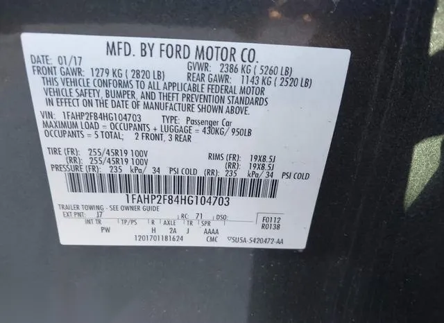 1FAHP2F84HG104703 2017 2017 Ford Taurus- Limited 9