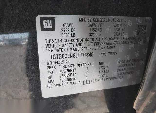 1GTG6CEN8J1174848 2018 2018 GMC Canyon- All Terrain W/Cloth 9