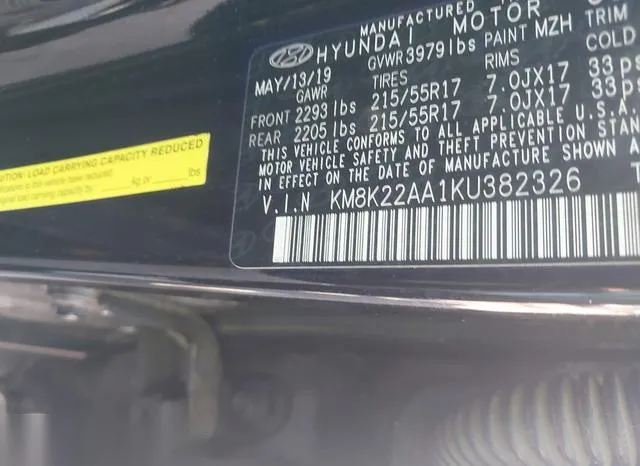 KM8K22AA1KU382326 2019 2019 Hyundai Kona- Sel 9