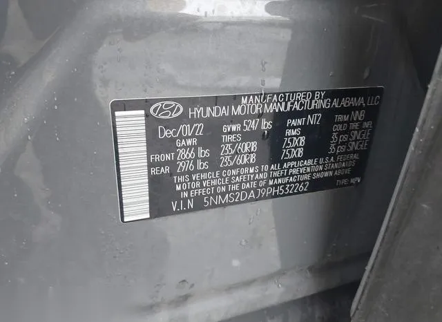 5NMS2DAJ9PH532262 2023 2023 Hyundai Santa Fe- Sel 9