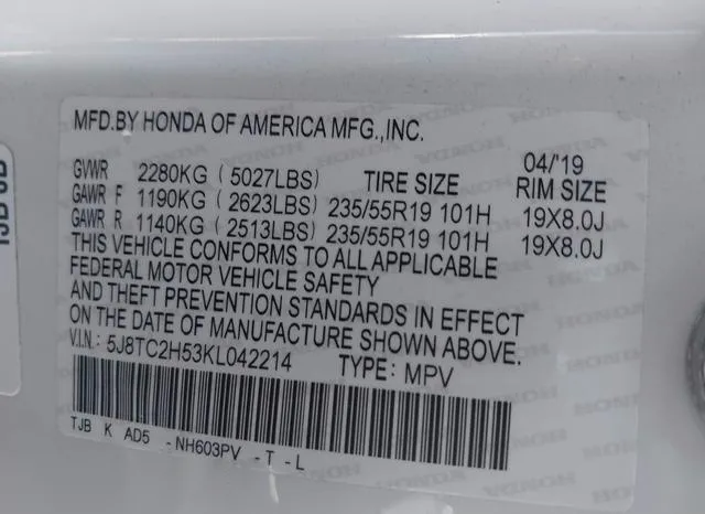 5J8TC2H53KL042214 2019 2019 Acura RDX- Technology Package 9