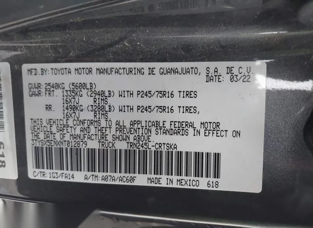 3TYSX5ENXNT012879 2022 2022 Toyota Tacoma- SR 9