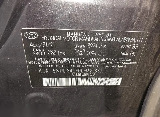 5NPD84LF0LH622333 2020 2020 Hyundai Elantra- Sel 9