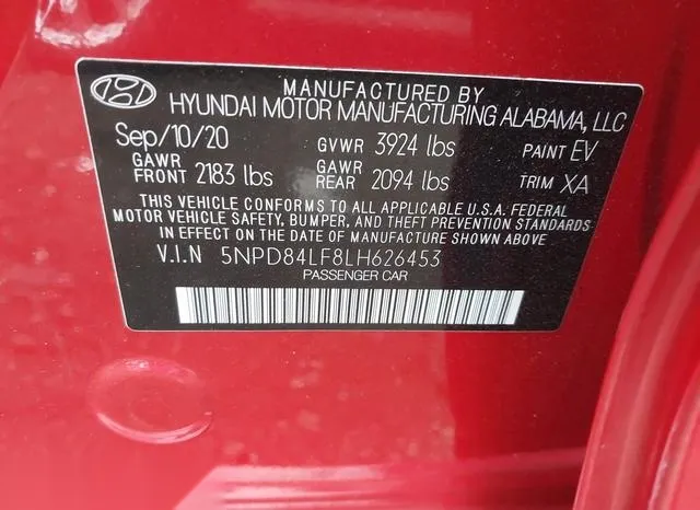 5NPD84LF8LH626453 2020 2020 Hyundai Elantra- Value Edition 9