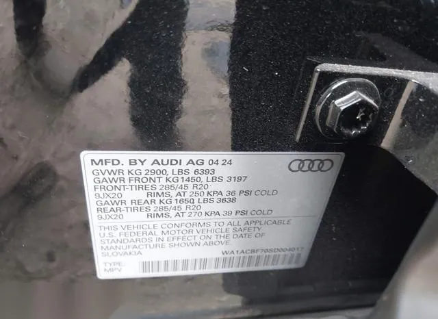 WA1ACBF70SD004017 2025 2025 Audi Q7- Premium 45 Tfsi Quattro 9