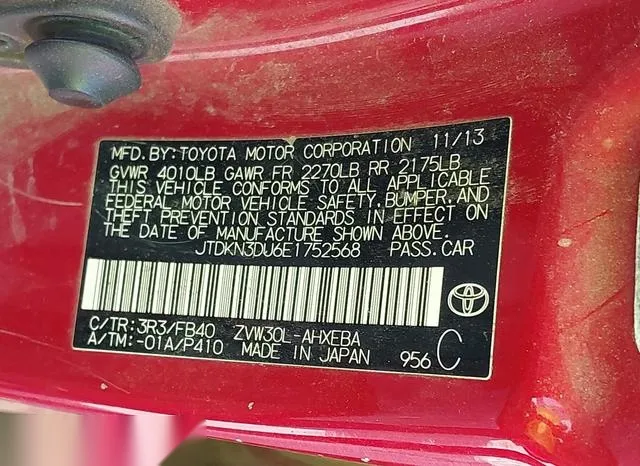 JTDKN3DU6E1752568 2014 2014 Toyota Prius- Three 9