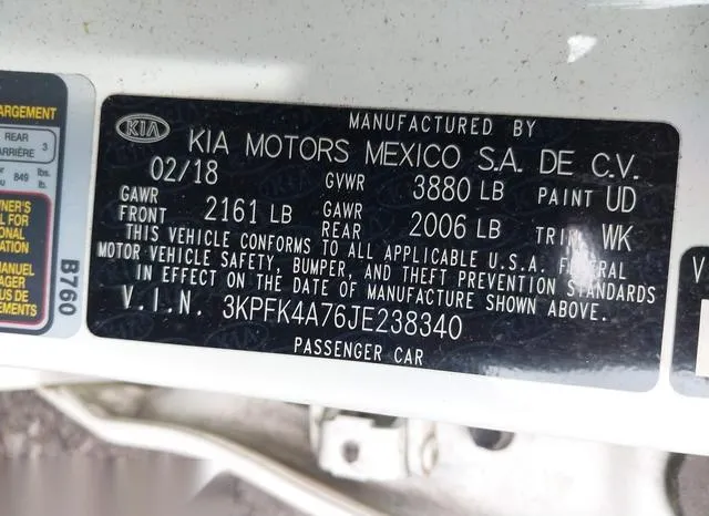 3KPFK4A76JE238340 2018 2018 KIA Forte- LX 9