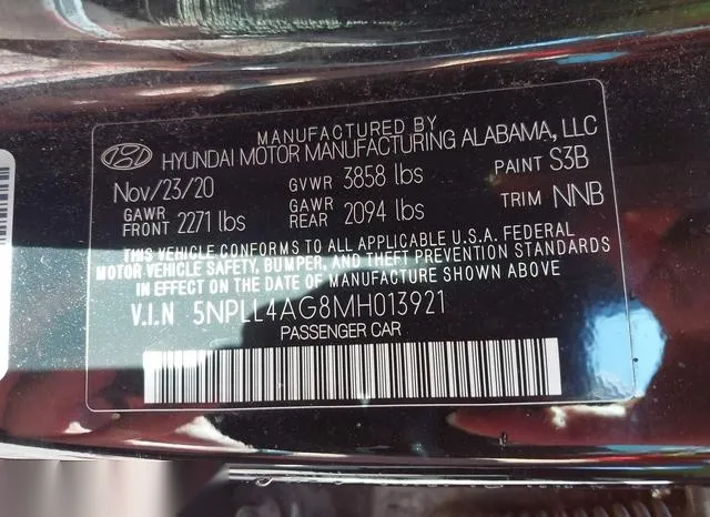 5NPLL4AG8MH013921 2021 2021 Hyundai Elantra- SE 9