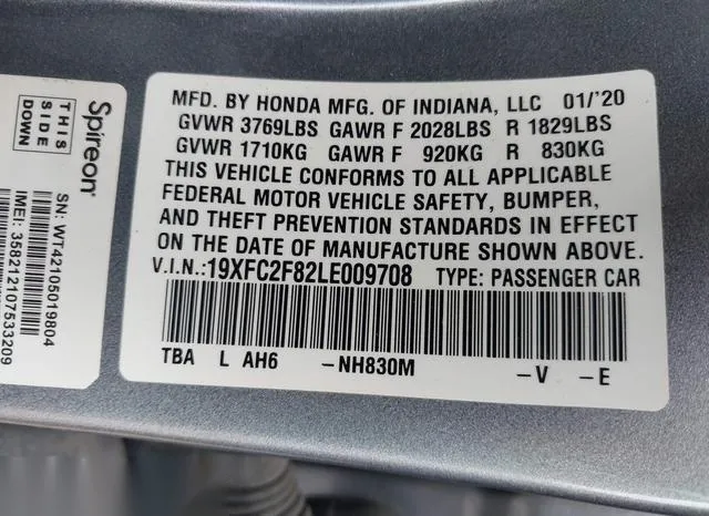 19XFC2F82LE009708 2020 2020 Honda Civic- Sport 9